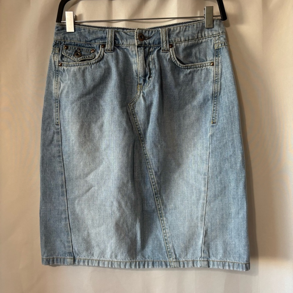 Vintage Y2K Tommy Hilfiger Light Blue Denim Pencil Skirt